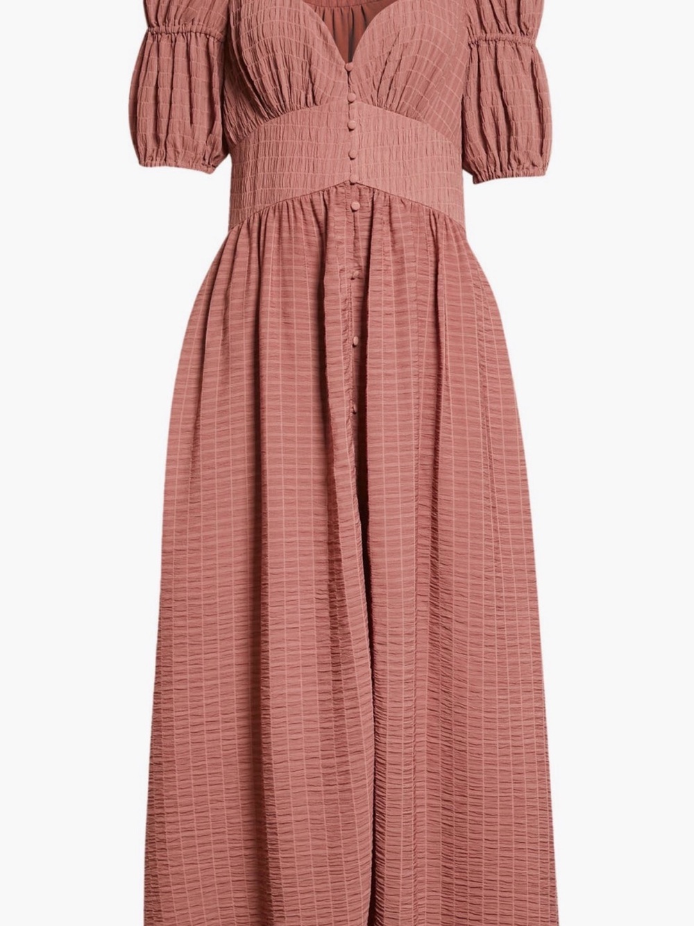 Ted Baker Mauve Textured Puff-Sleeve Maxi Dress